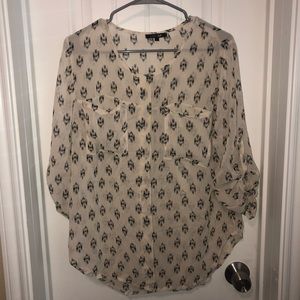 Sheer White & Black Blouse